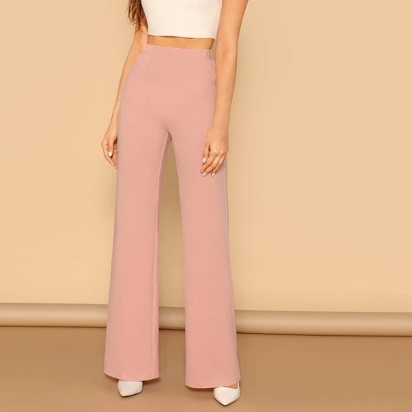 

Elastic Waist Straight Leg Pants, Dusty pink