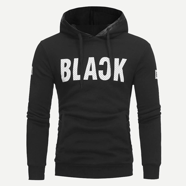 

Men Letter Print Drawstring Hoodie