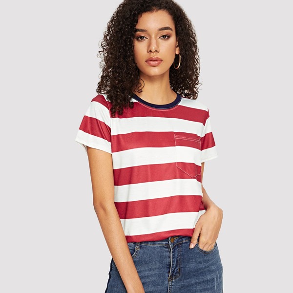 

Striped Pocket Front Tee
