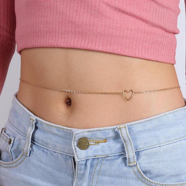 

Open Heart Detail Waist Chain, Gold