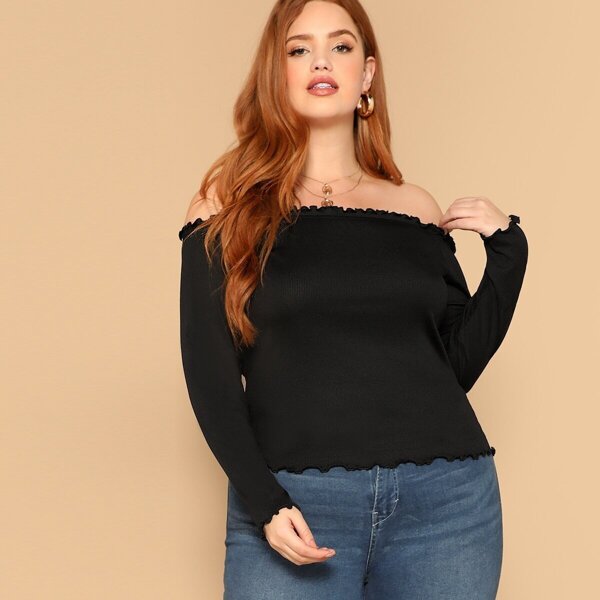 

Plus Off Shoulder Lettuce Trim Top