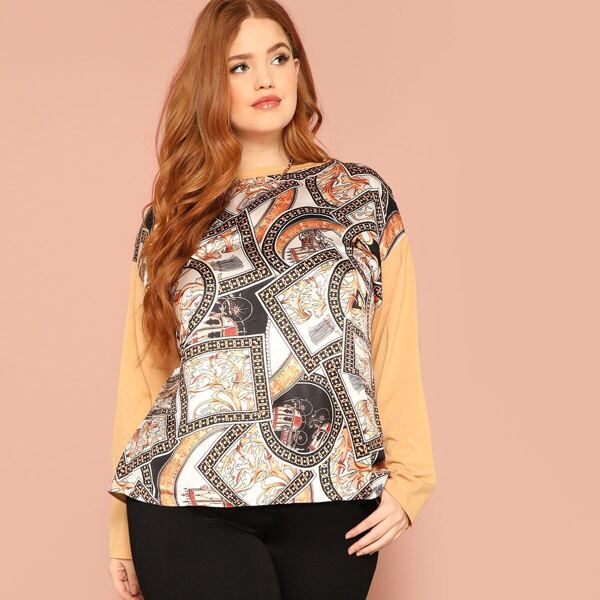

Plus Chain Print Drop Shoulder Tee
