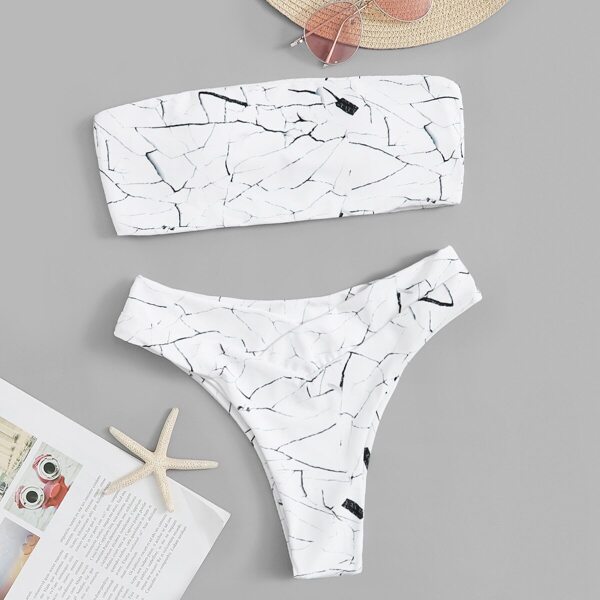 

Marble Print Bandeau With High Cut Bikini