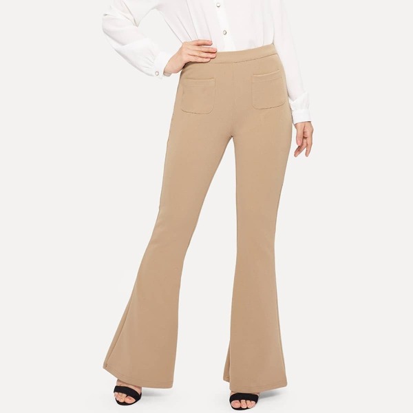 

Pocket Patched Flared Leg Pants