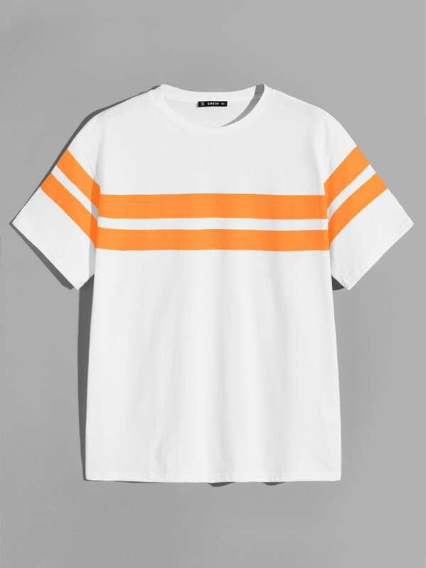 

Men Short Sleeve Striped Top, White