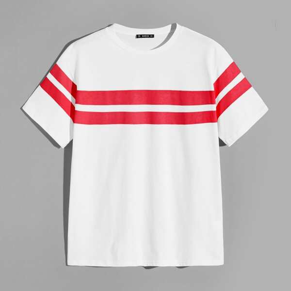 

Men Drop Shoulder Striped Tee