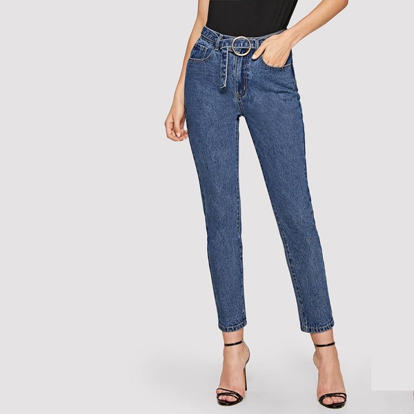 

O-ring Belted Jeans