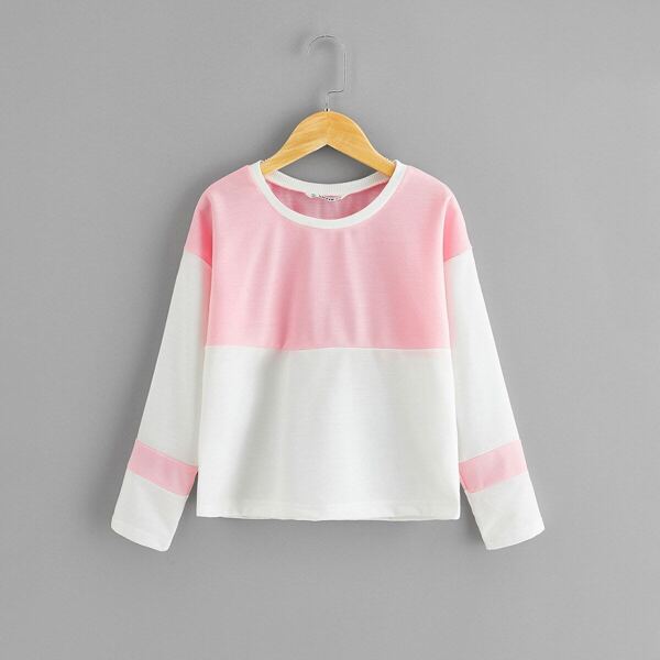 

Girls Drop Shoulder Two Tone Sweatshirt, Multicolor