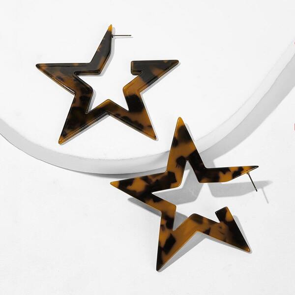 

Tortoiseshell Pattern Star Shaped Drop Earrings 1pair, Multicolor
