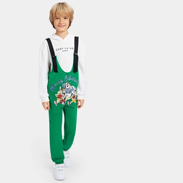 

Boys Cartoon & Letter Print Jumpsuit