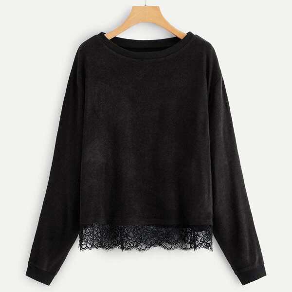 

Plus Contrast Lace Sweater