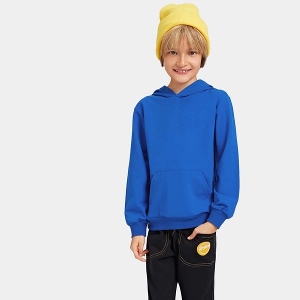 

Toddler Boys Plain Hooded Sweatshirt, Blue