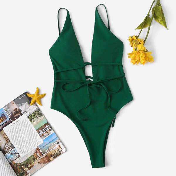 

Low Back Deep Plunge One Piece Swimwear