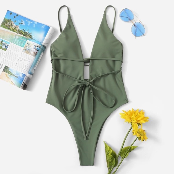 

Low Back Plunging One Piece Swimwear