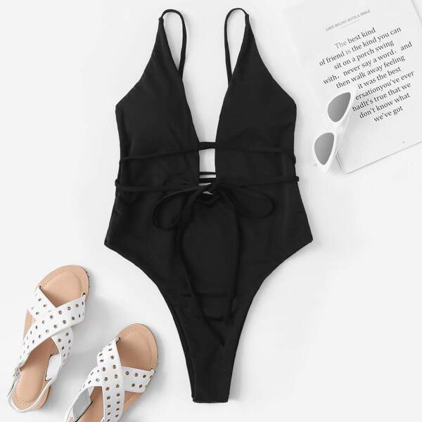 

Low Back Deep Plunge One Piece Swimwear