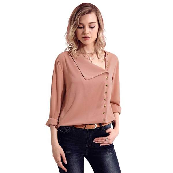 

Fold Neck Button Through Blouse