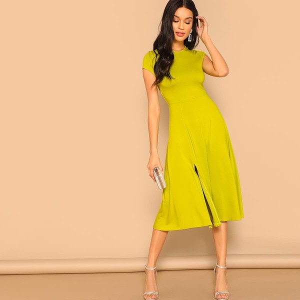 

Side Slit Flare Midi Dress