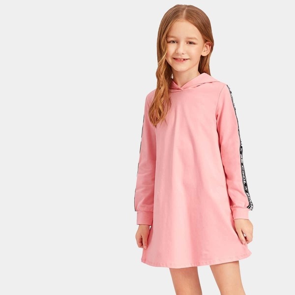 

Girls Letter Tape Side Hoodie Dress