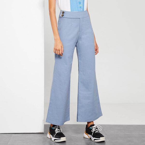 

Buttoned Waist Flared Leg Pants