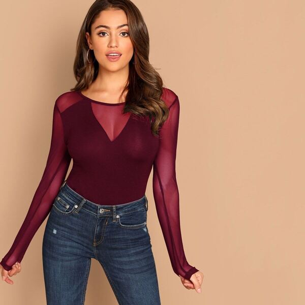 

Mesh Insert Sheer Tee