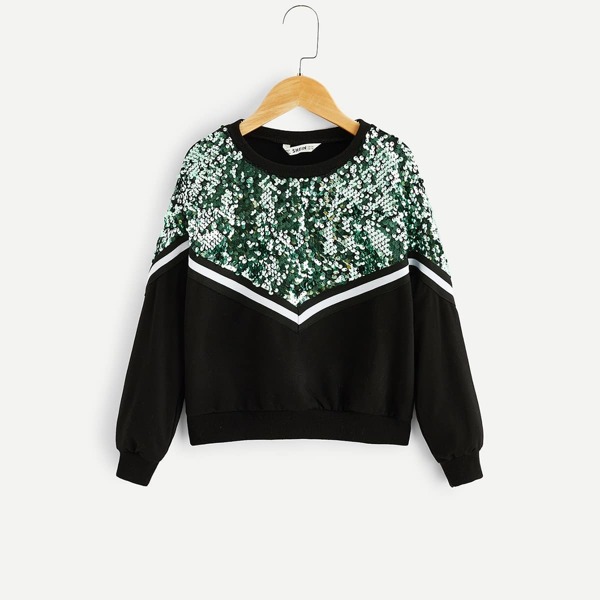 

Girls Contrast Sequin Striped Pullover