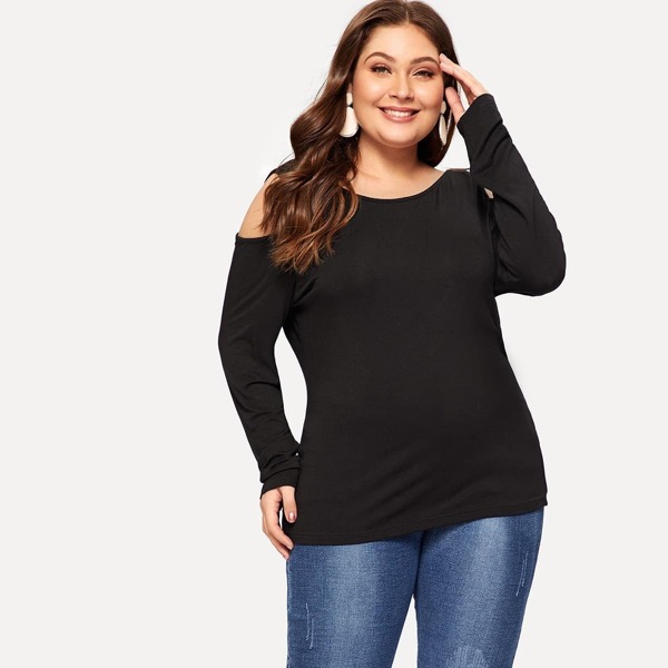 

Plus Caged Back Cutout Shoulder Top