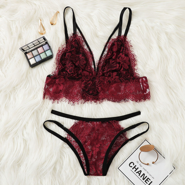 

Eyelash Lace Lingerie Set