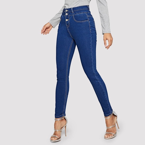 

Button Front Skinny Jeans