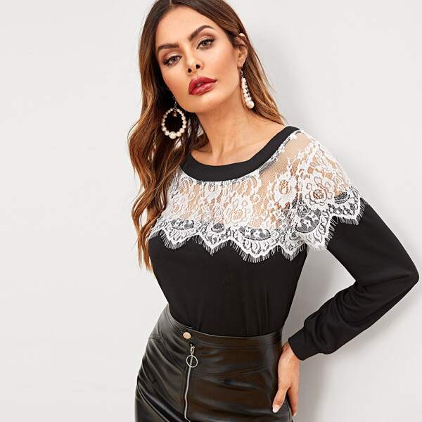

Hollow Out Crochet Tee