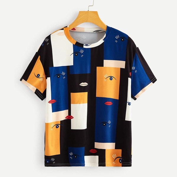 

Eye Print Patchwork Tee, Multicolor