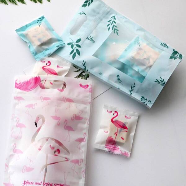 

Flamingo & Leaf Print Cookie Packaging Bag 10pcs