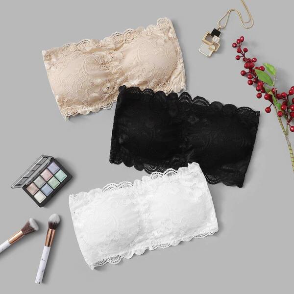 

Floral Lace Bandeau Bra Set 3pack