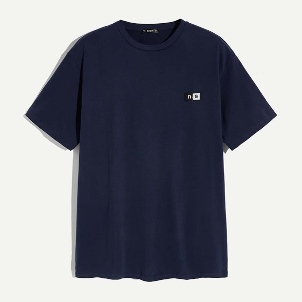 

Men Embroidered Letter Patched Detail Tee