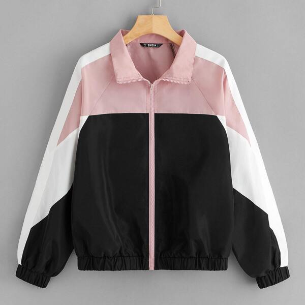 

Zipper Up Colorblock Raglan Sleeve Jacket