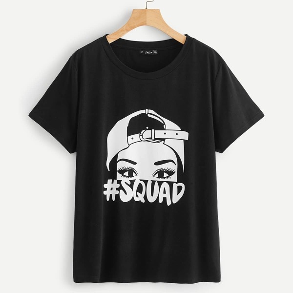 

Plus Figure & Letter Graphic Tee, Black