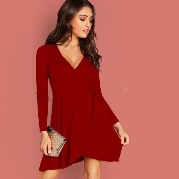 

Self Tie Surplice Swing Dress