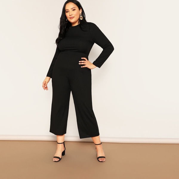 

Plus Cut-out Back Rib-knit Jumpsuit