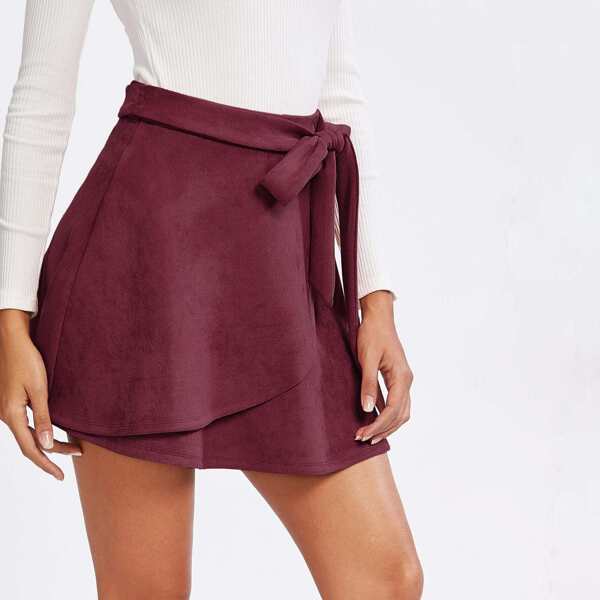 

Suede Wrap Knotted Skirt
