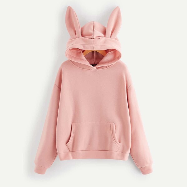 

Pocket Front Hooded Sweatshirt With Ears
