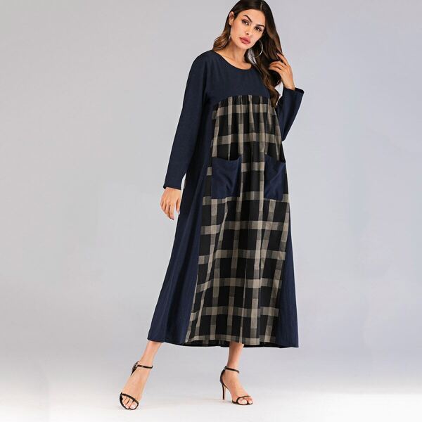 

Gingham Print Pocket Detail Longline Dress