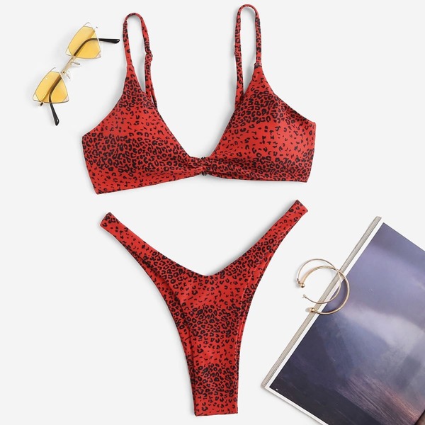 

Leopard Print High Cut Bikini Set