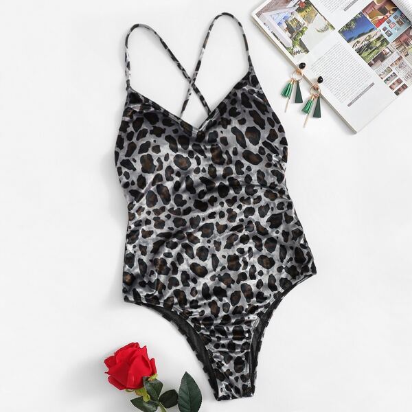 

Leopard Criss Cross Low Back One Piece Swim
