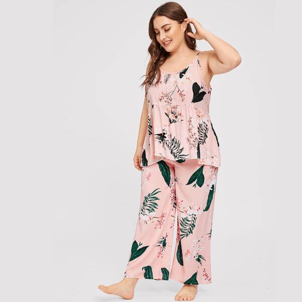 

Plus Floral Print Cami Pajama Set
