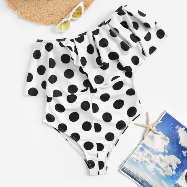 

One Shoulder Layered Flounce One Piece Swimsuit