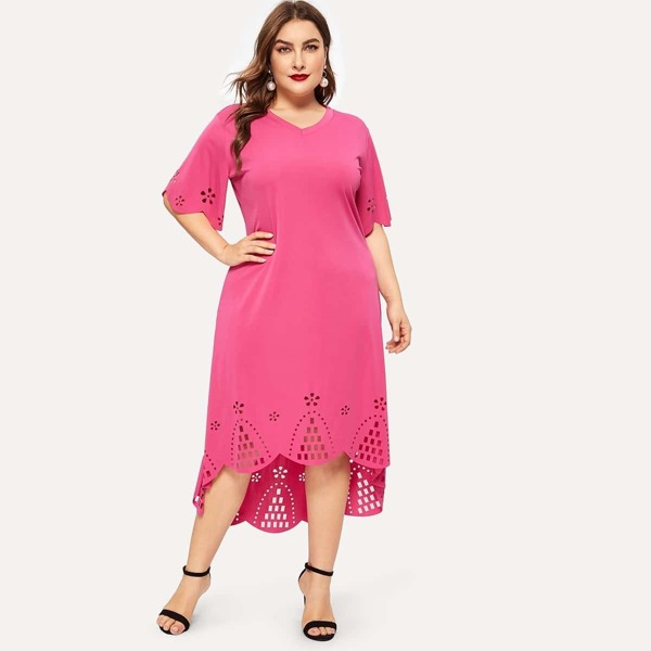 

Plus Laser Cut V-neck Dress
