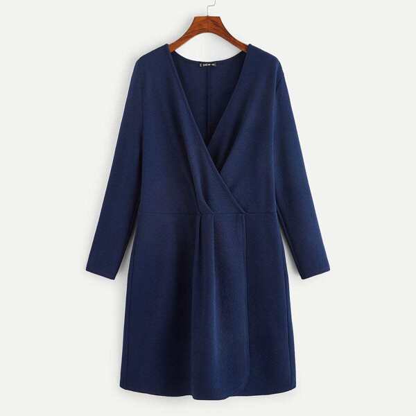 

Plus Surplice Front Solid Dress