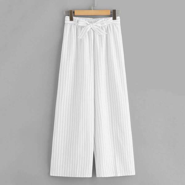 

Striped Belted Wide Leg Pants