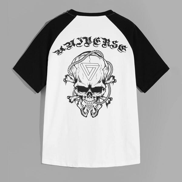 

Men Graphic & Letter Print Raglan Sleeve Top