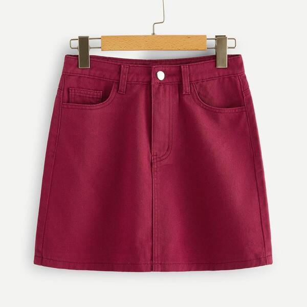 

Dual Pocket Solid Denim Skirt