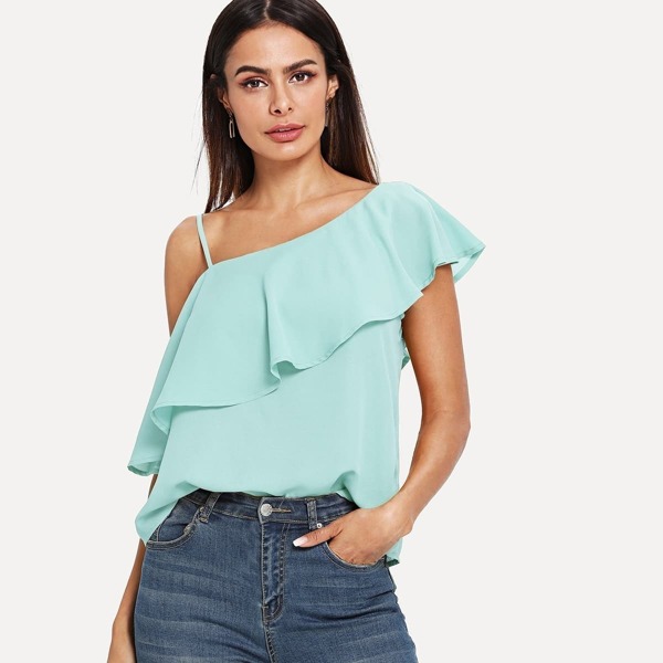 

One Shoulder Flounce Top